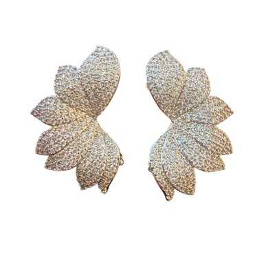 Foto Brinco Earcuff Folhas Cravejadas com Zircônias em Ródio