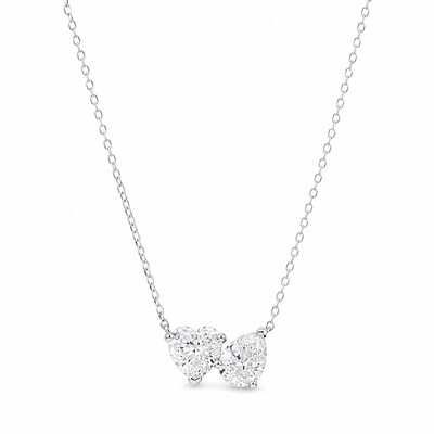 Foto Colar Moissanite Gota e Coração 2,0CT em Prata 925