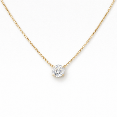 Foto Colar Moissanite 4,5MM 0,4CT em Prata 925 com Banho Ouro 18K