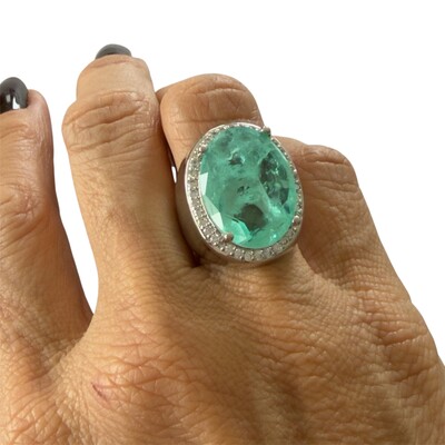 Foto Anel Paraíba Fusion Oval com Zircônias em Ródio