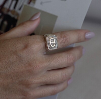 FotoAnel Diore Cravejado com Zircônias em Dourado