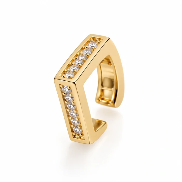 Piercing Fake Quadrado com Zircônias em Dourado