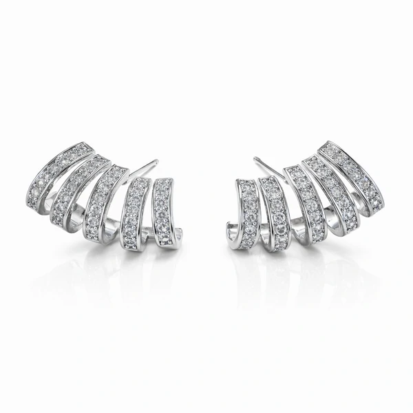 Brinco Agarradinho Cravejado com Zircônias em Ródio