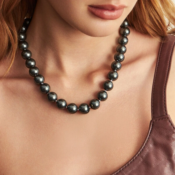 Colar Pérola Shell Cinza