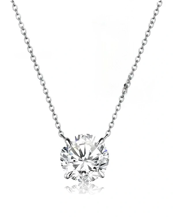 Colar Solitário Moissanite 8,0mm 2,0ct em Prata 925