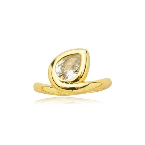 Anel Duplo Cravejado e com Gota de Zircônias