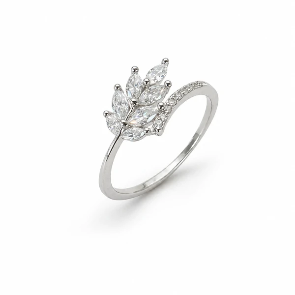 Anel Moissanite Folha 0,3CT em Prata 925