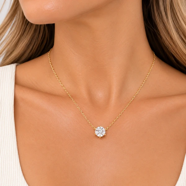 Colar Moissanite 1CT na Prata 925 com Banho de Ouro 18K