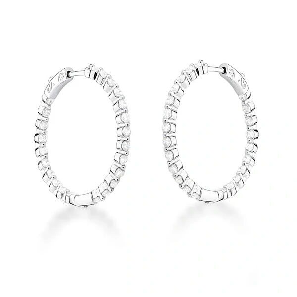 Brinco Argola com Zircônias Garra Inglesa em Ródio