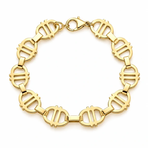 Pulseira Elos Vazados Ovais em Dourado