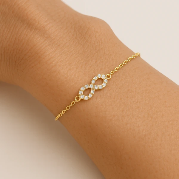 Pulseira Fininha com Infinito Cravejado com Zircônias