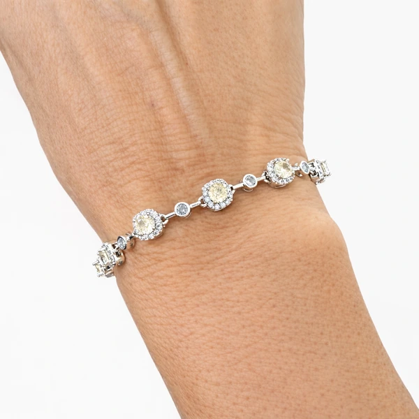 Pulseira Riviera Princesa Zircônias e Citrinos em Ródio