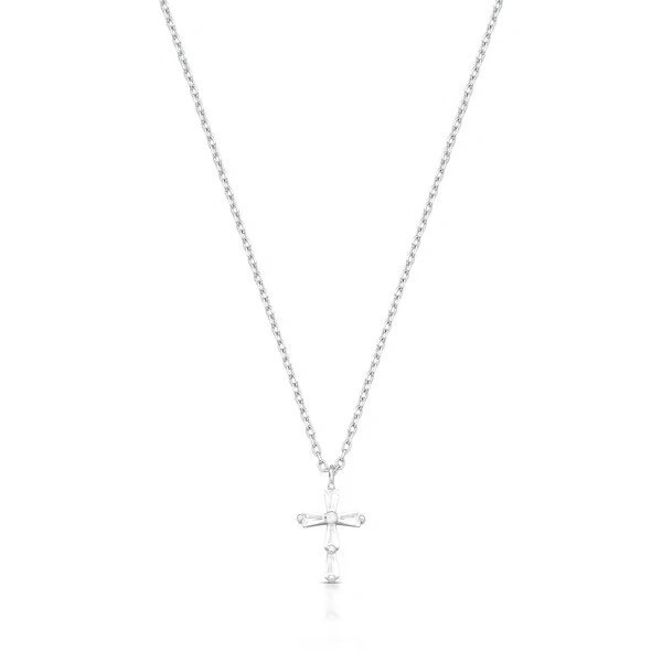 Colar com Cruz Delicada de Zircônias em Prata 925