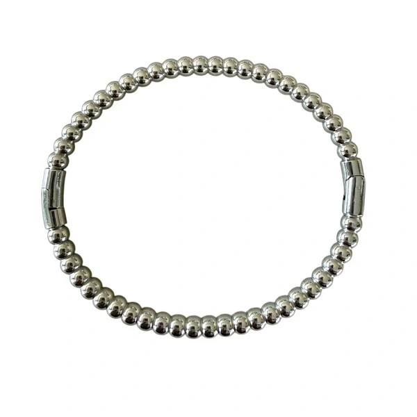 Bracelete Bolinhas Aço em Ródio