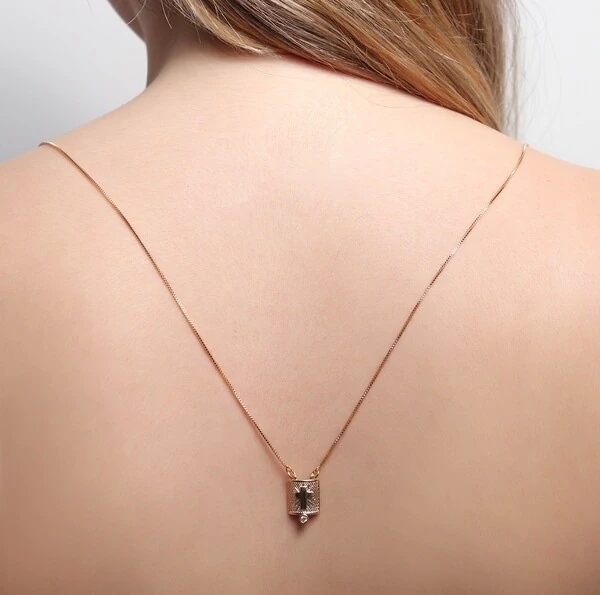 Escapulário Coração e Cruz em Dourado