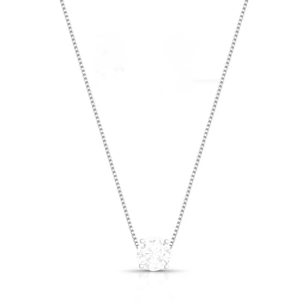 Colar Ponto De Luz Zircônia 2CT em Rodio