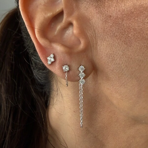 Brinco Earcuff 3 Zircônias em Prata 925