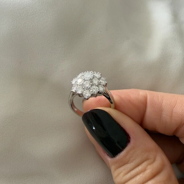 Anel Moissanite Chuveiro 4 MM em Prata 925