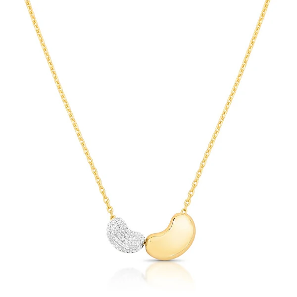 Colar Pingente Orgânico Liso e Cravejado com Zircônias em Dourado