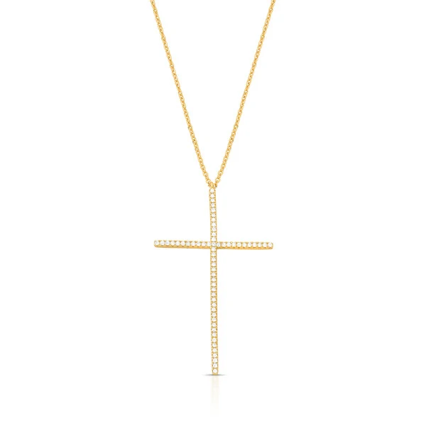 Colar Cruz Cravejada com Zircônias em Dourado