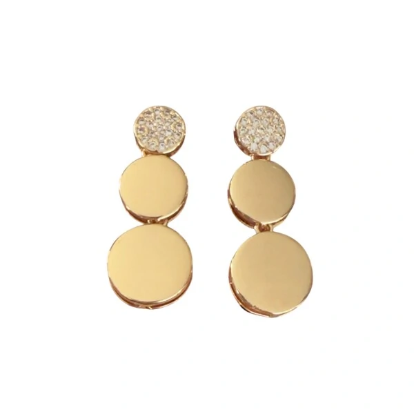 Brinco Esferas Lisas e Cravejadas com Zircônias em Dourado