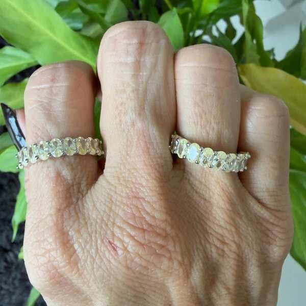 Anel 1/2 Aliança Citrino em Ródio