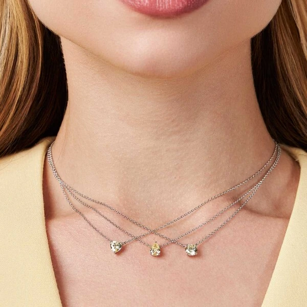 Colar Coração de Citrino em Prata 925