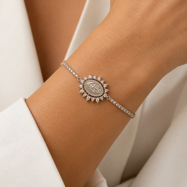 Pulseira N Sra Aparecida na Prata 925