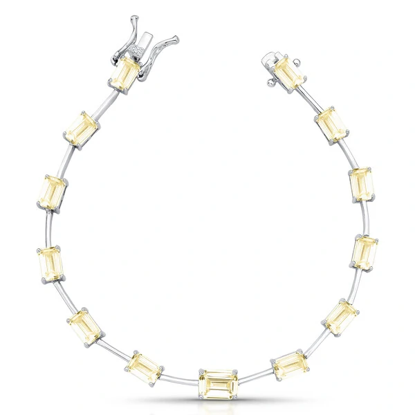 Pulseira Riviera Faca com Pedra Retangular em Ródio