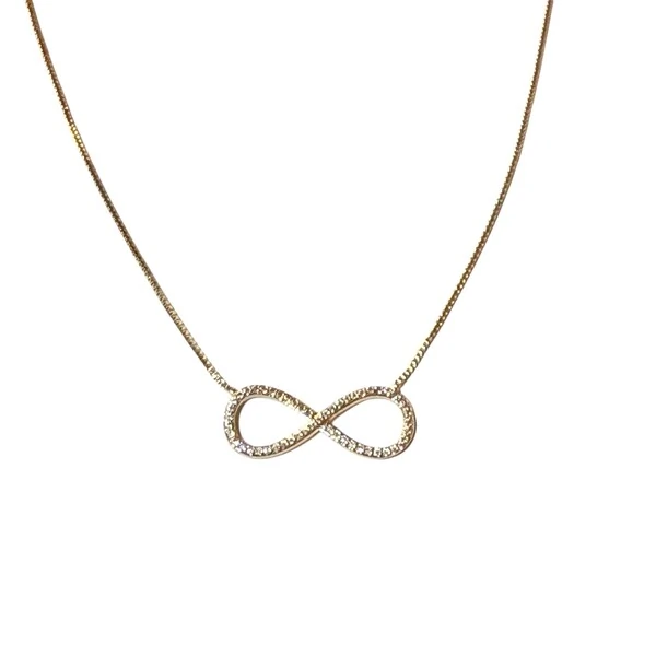 Colar Infinito Cravejado em Dourado