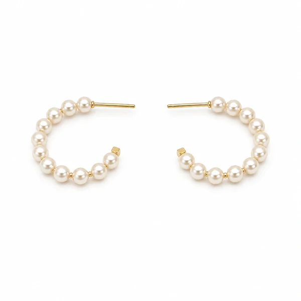 Brinco de Argola com Perolinhas em Dourado