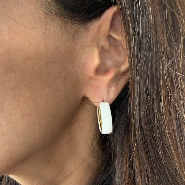 Brinco Argola Esmaltado com Dourado