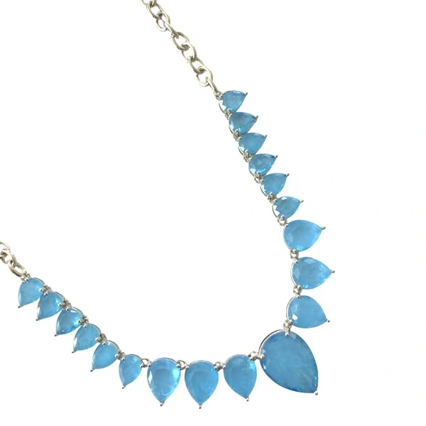 Colar Elos Gotas Decrescentes Colors em Ródio