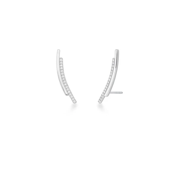 Brinco Earcuff Filete Liso e Cravejado com Zircônias em Prata 925