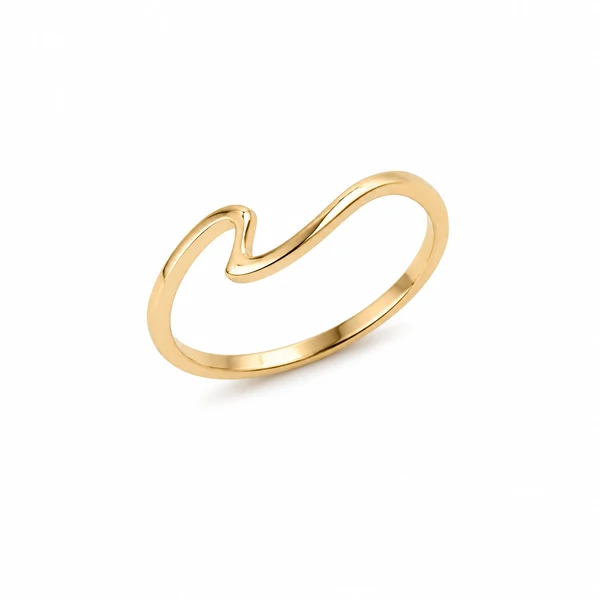 Anel Fininho Onda Lisa em Dourado