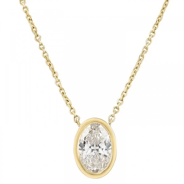 Colar Moissanite Oval 6X8MM 1,5CT com Banho de Ouro 18K em Prata 925