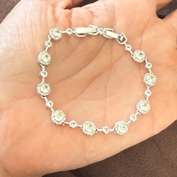 Pulseira Riviera Princesa Zircônias e Citrinos em Ródio