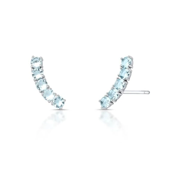 Brinco Earcuff 5 Águas Marinhas Fusion em Ródio