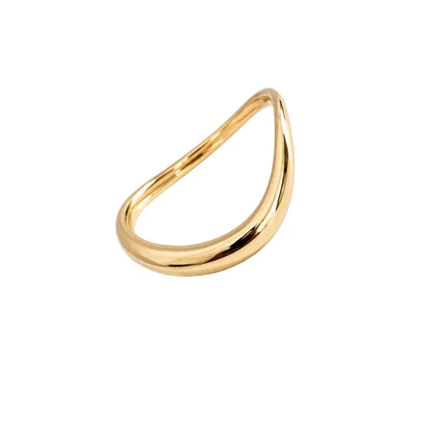 Anel Onda Liso Fino em Dourado