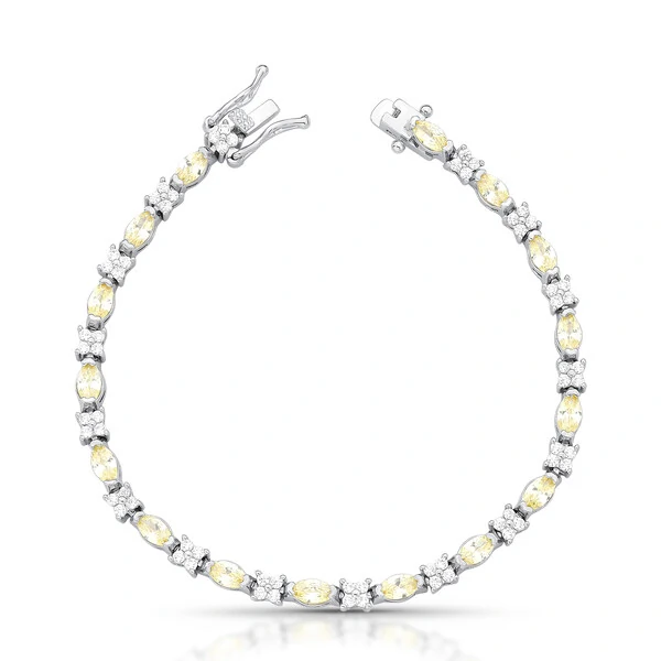 Pulseira Riviera Zircônias e Citrino em Ródio