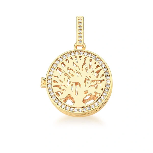 Colar Relicário Árvore da Vida Cravejado com Zircônias Dourado