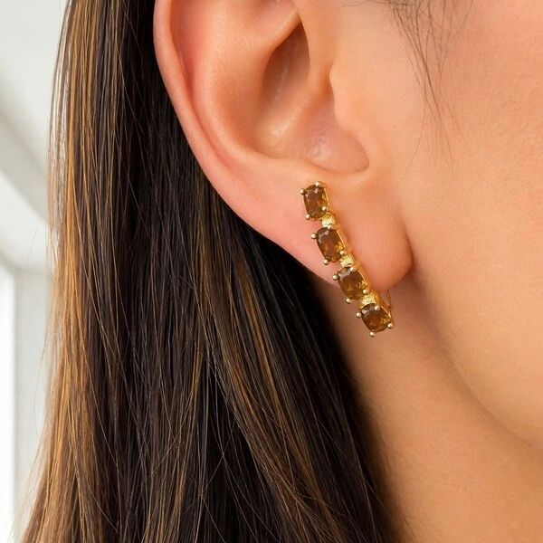 Brinco Earhook Brown em Dourado