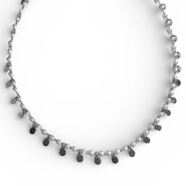 Colar Perolinhas e Gotinhas em Ródio