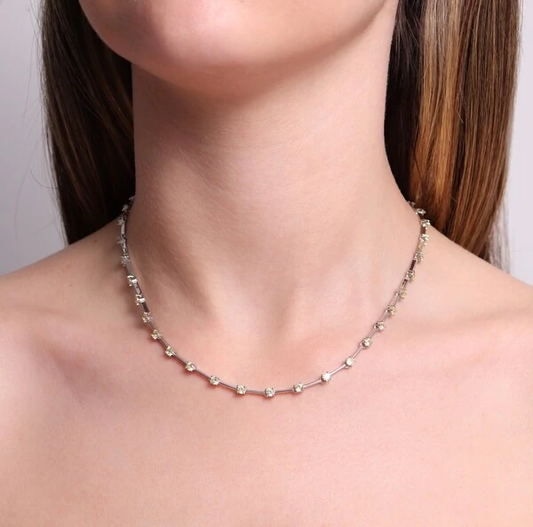 Colar Riviera Fio Faca Citrino em Ródio