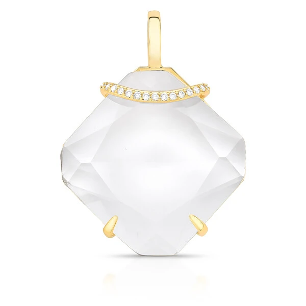 Pingente Cristal Quadrado com Zircônias em Dourado