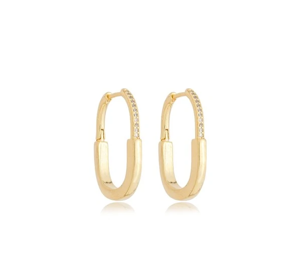 Brinco Argola Locker com Zircônias em Dourado