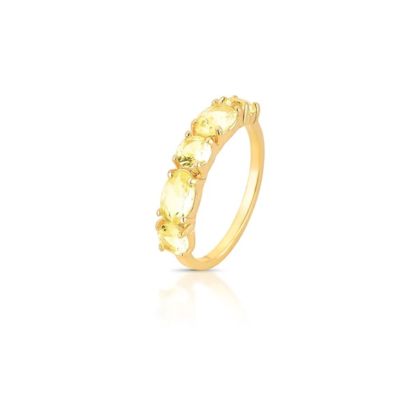 Brinco Argola Média Cravejada com Citrino em Dourado
