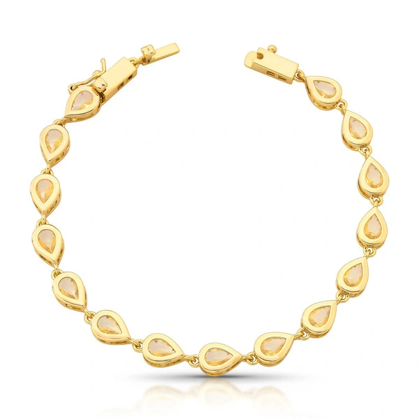 Pulseira Riviera Gota Citrino em Dourado