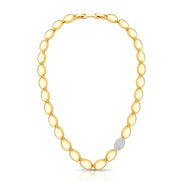 Colar Gomos Lisos e Cravejados com Zircônias em Dourado