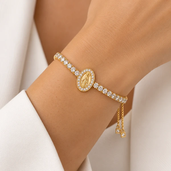 Pulseira Shamballa riviera com Medalhas em Dourado